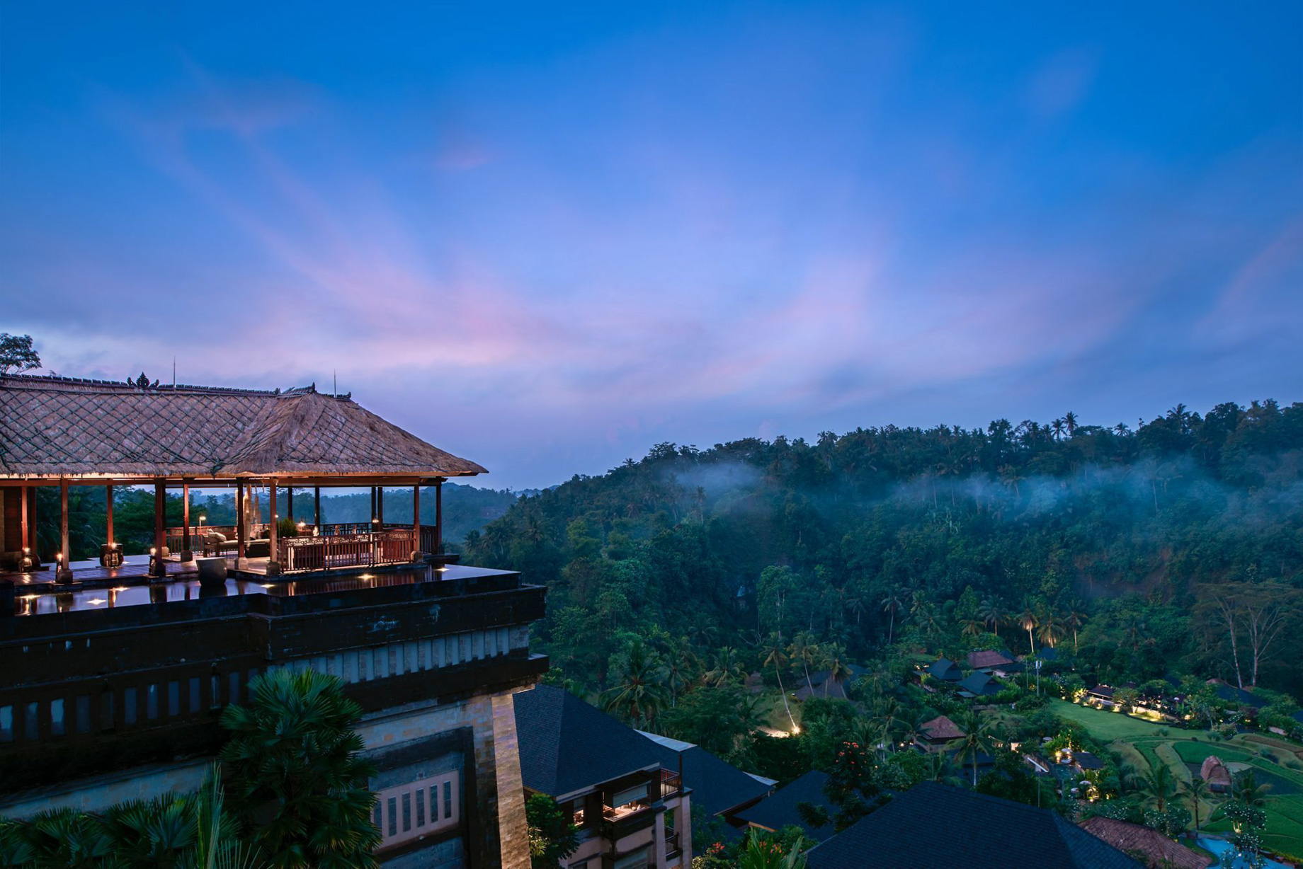 The Ritz-Carlton, Mandapa Reserve Resort - Ubud, Bali, Indonesia - Resort Wantilan Pavillion at Dusk