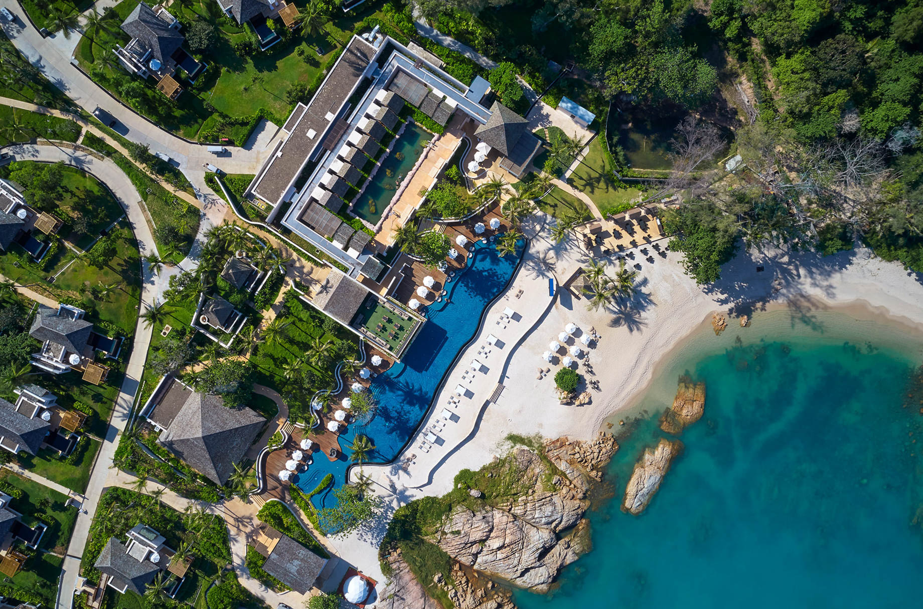 The Ritz-Carlton, Koh Samui Resort – Surat Thani, Thailand – Resort Aerial Overhead View