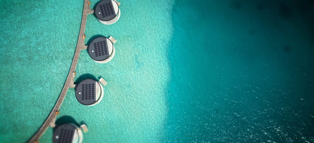 The Ritz-Carlton Maldives, Fari Islands Resort - North Male Atoll, Maldives - Overwater Villas Overhead Aerial