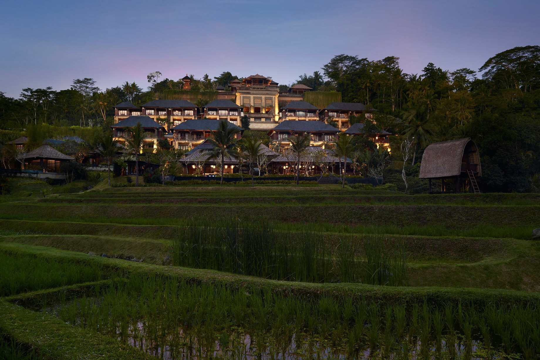 The Ritz-Carlton, Mandapa Reserve Resort – Ubud, Bali, Indonesia – Resort Exterior Dusk View