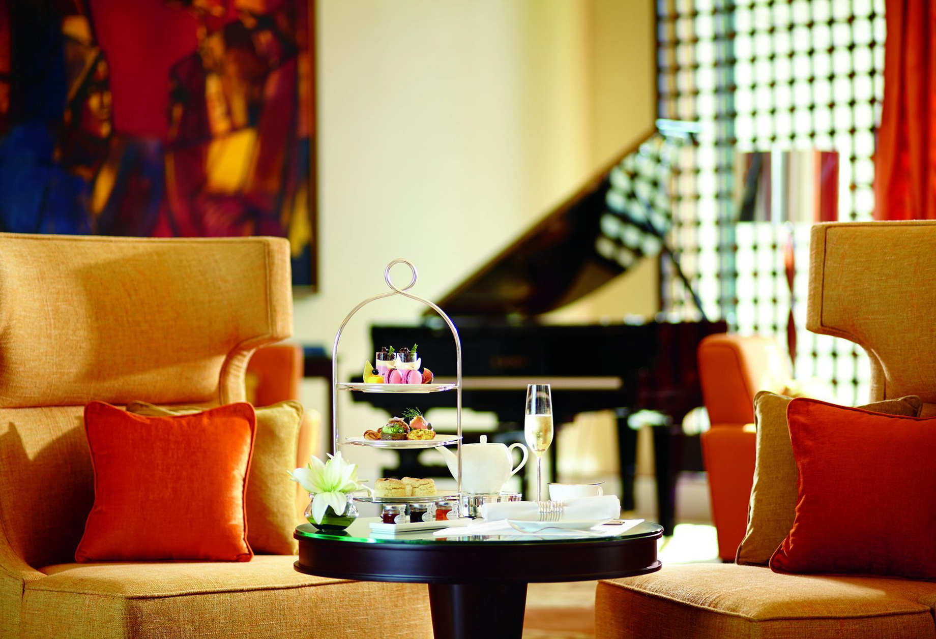 The Ritz-Carlton, Bangalore Hotel - Bangalore, Karnataka, India - Lobby Lounge Tea Service