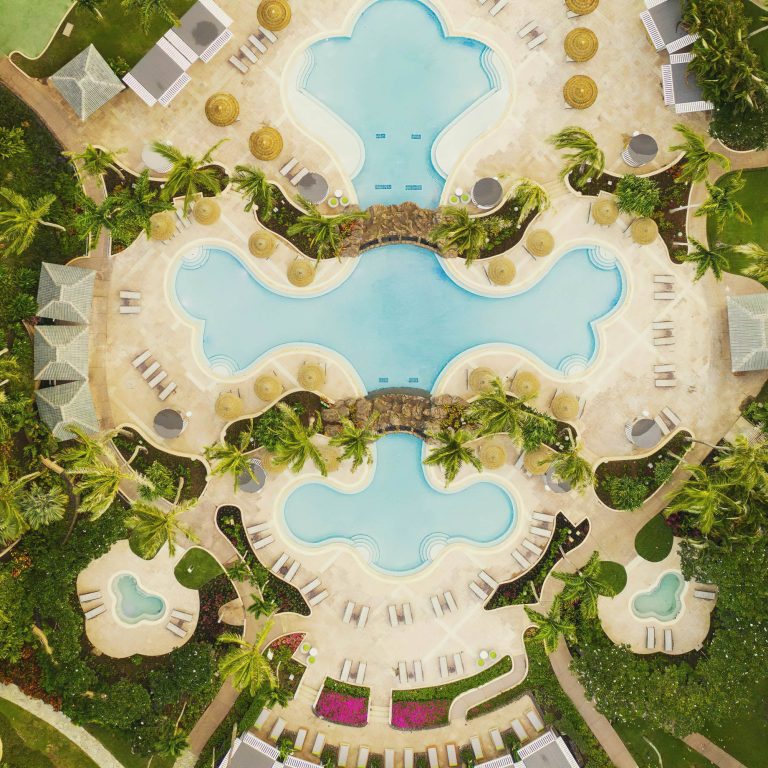 The Ritz-Carlton Maui, Kapalua Resort – Kapalua, HI, USA – Resort Pool Overhead Aerial