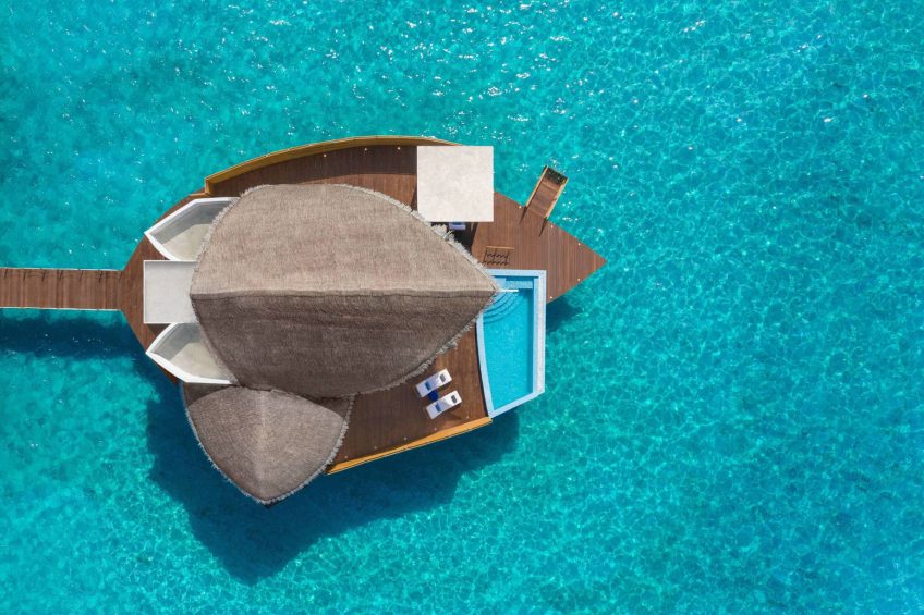 JW Marriott Maldives Resort & Spa - Shaviyani Atoll, Maldives - Duplex Overwater Pool Villa Overhead Aerial