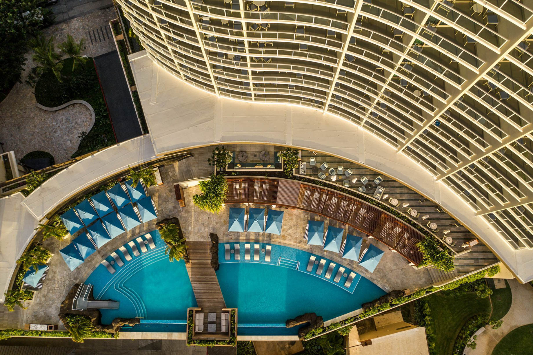 The Ritz-Carlton Residences, Waikiki Beach Hotel – Waikiki, HI, USA – Pool Overhead Aerial View