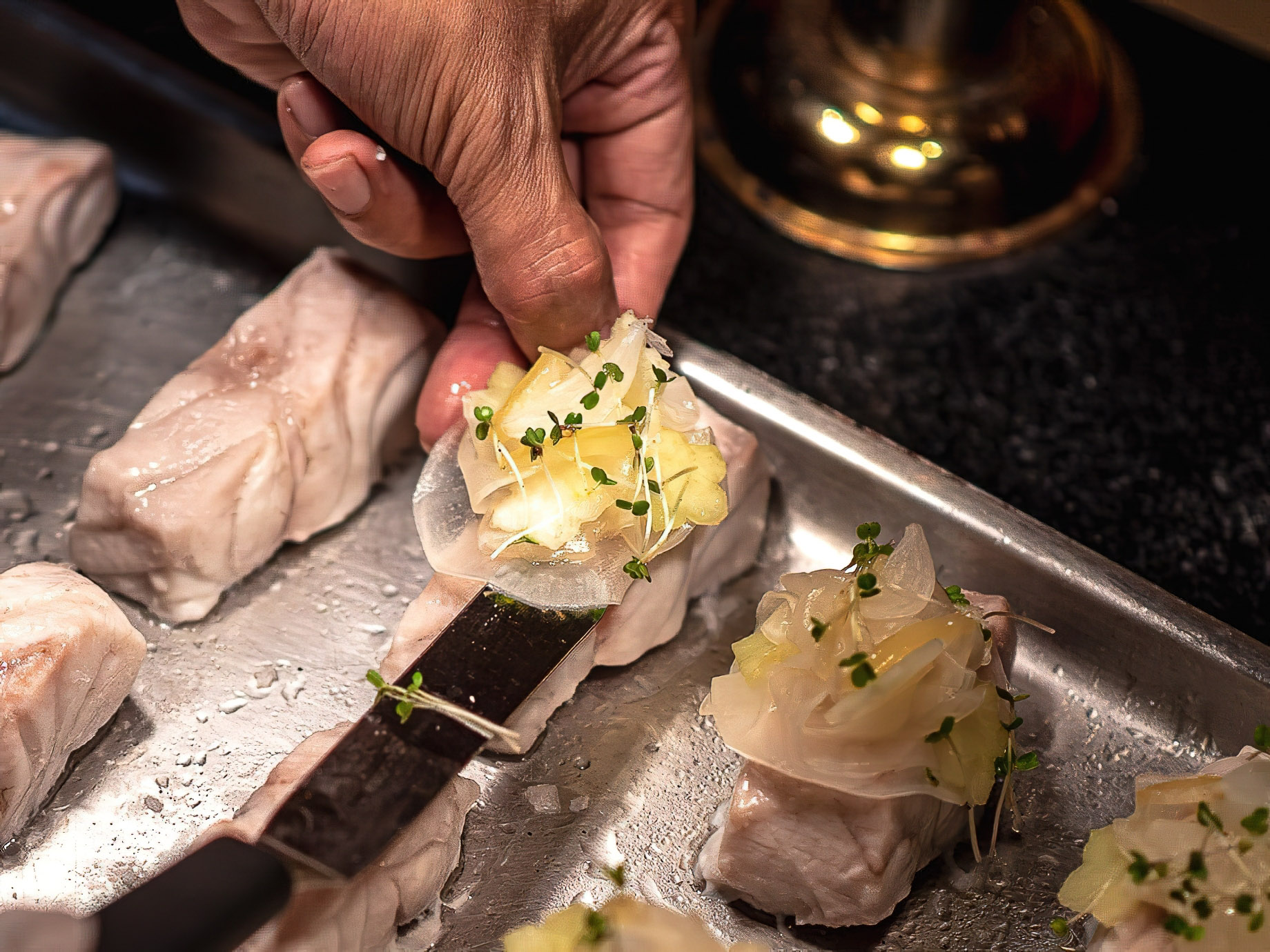 The Ritz-Carlton, Phulay Bay Reserve Resort - Muang Krabi, Thailand - White Fish, Wasabi & Pickled Daikon Radish, Watercress