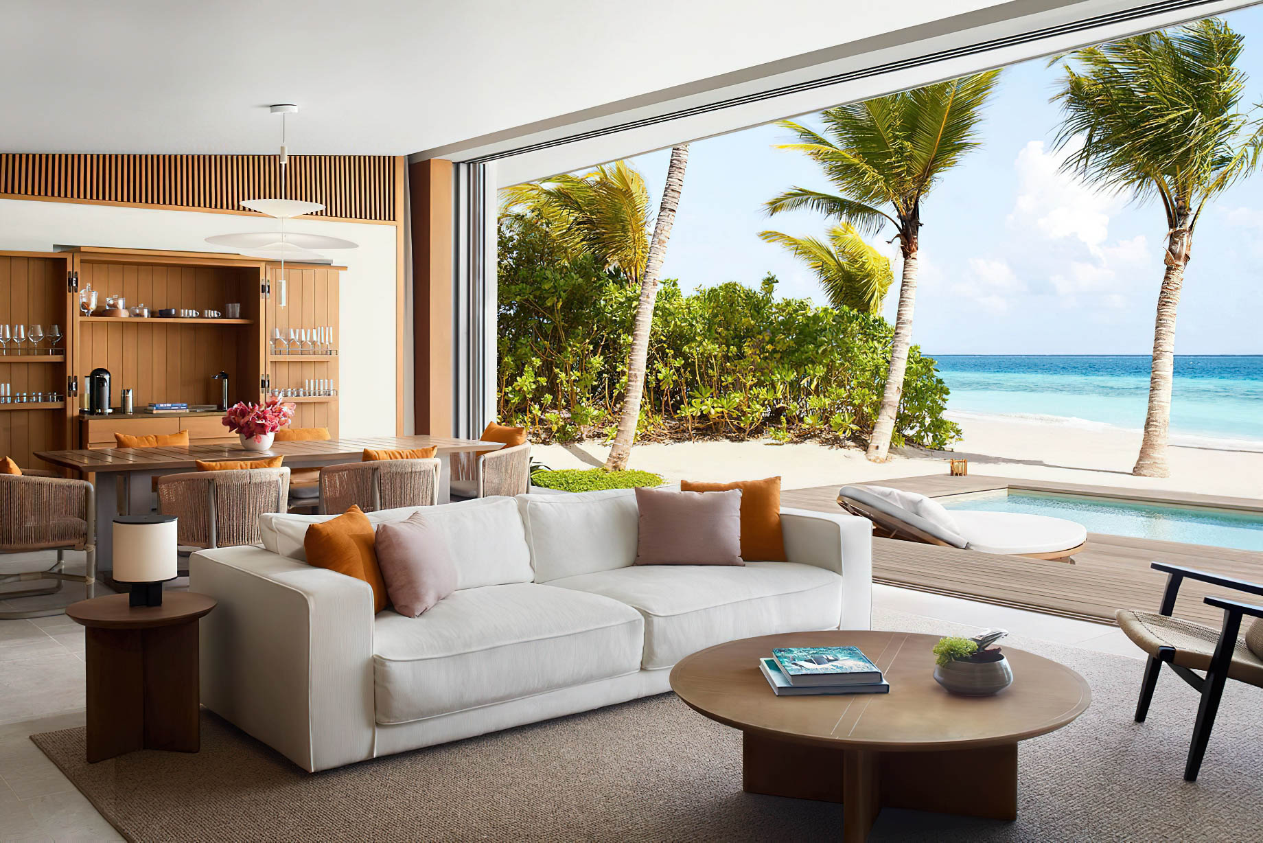 The Ritz-Carlton Maldives, Fari Islands Resort – North Male Atoll, Maldives – Sunset Two Bedroom Beach Pool Villa Living Area