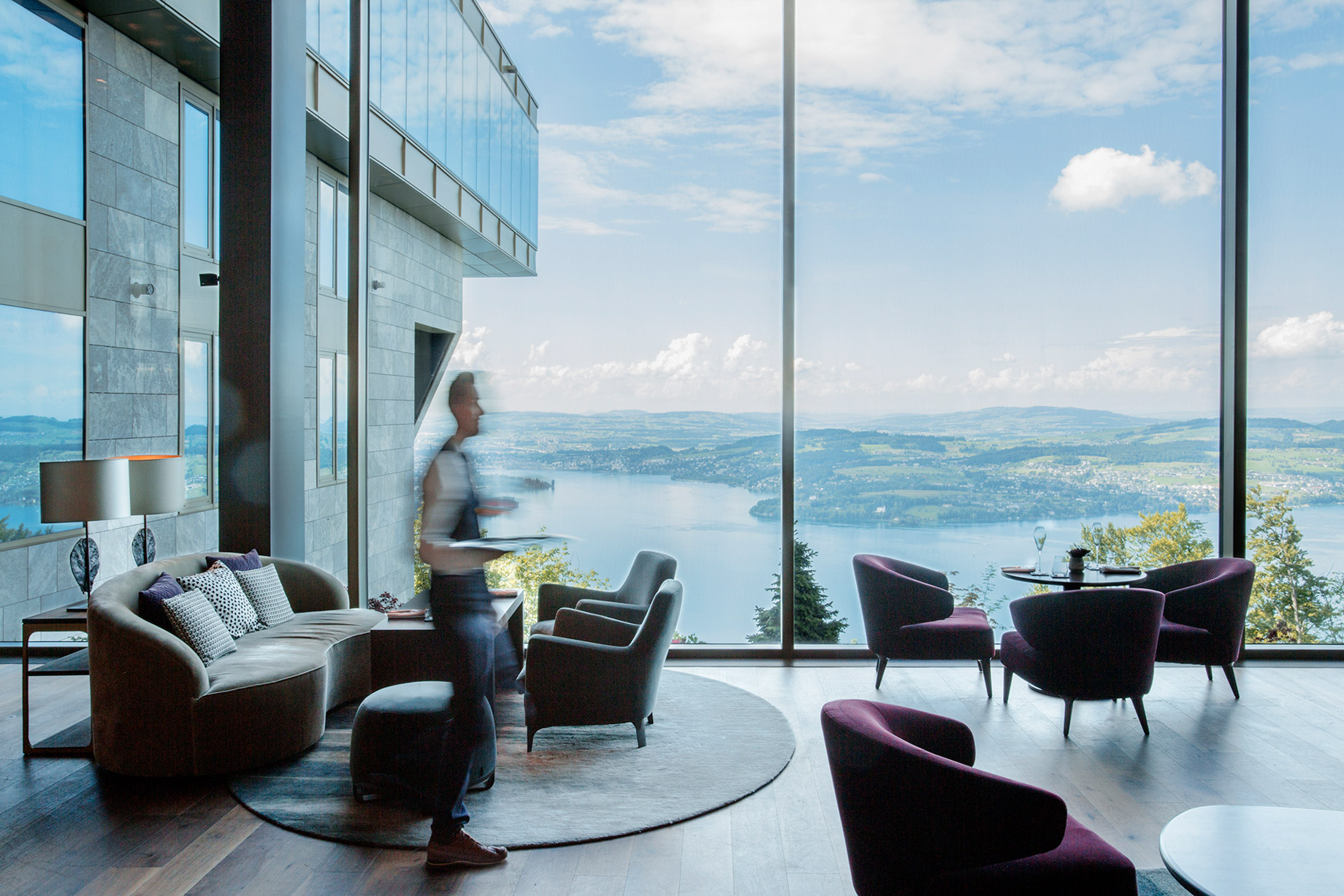Burgenstock Hotel & Alpine Spa - Obburgen, Switzerland - Lakeview Bar & Cigar Lounge Lake Lucerne View