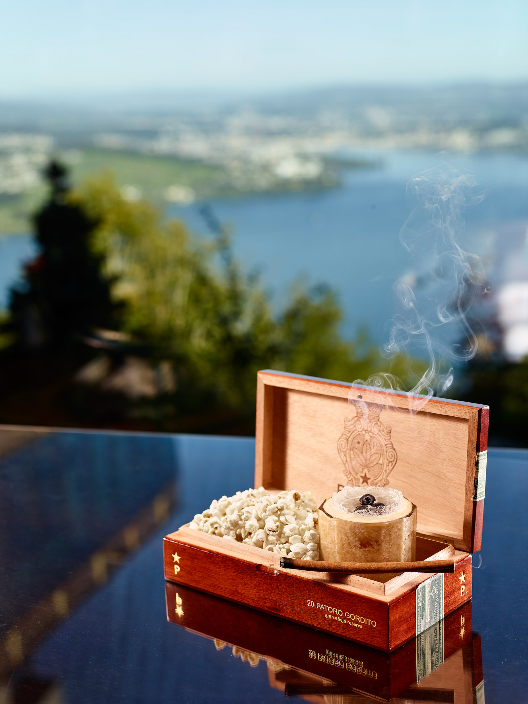 Burgenstock Hotel & Alpine Spa – Obburgen, Switzerland – Lakeview Bar & Cigar Lounge Lake Lucerne Table View