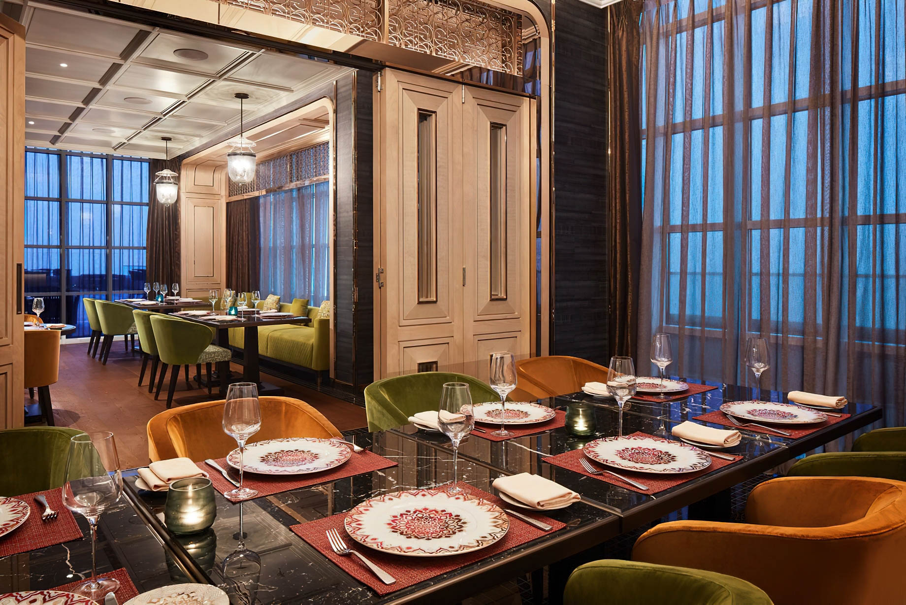 The Ritz-Carlton, Pune Hotel – Maharashtra, India – Aasmana Indian Restaurant Tables