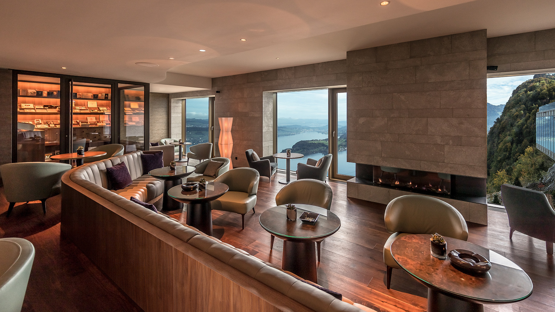 Burgenstock Hotel & Alpine Spa - Obburgen, Switzerland - Lakeview Bar & Cigar Lounge Seating
