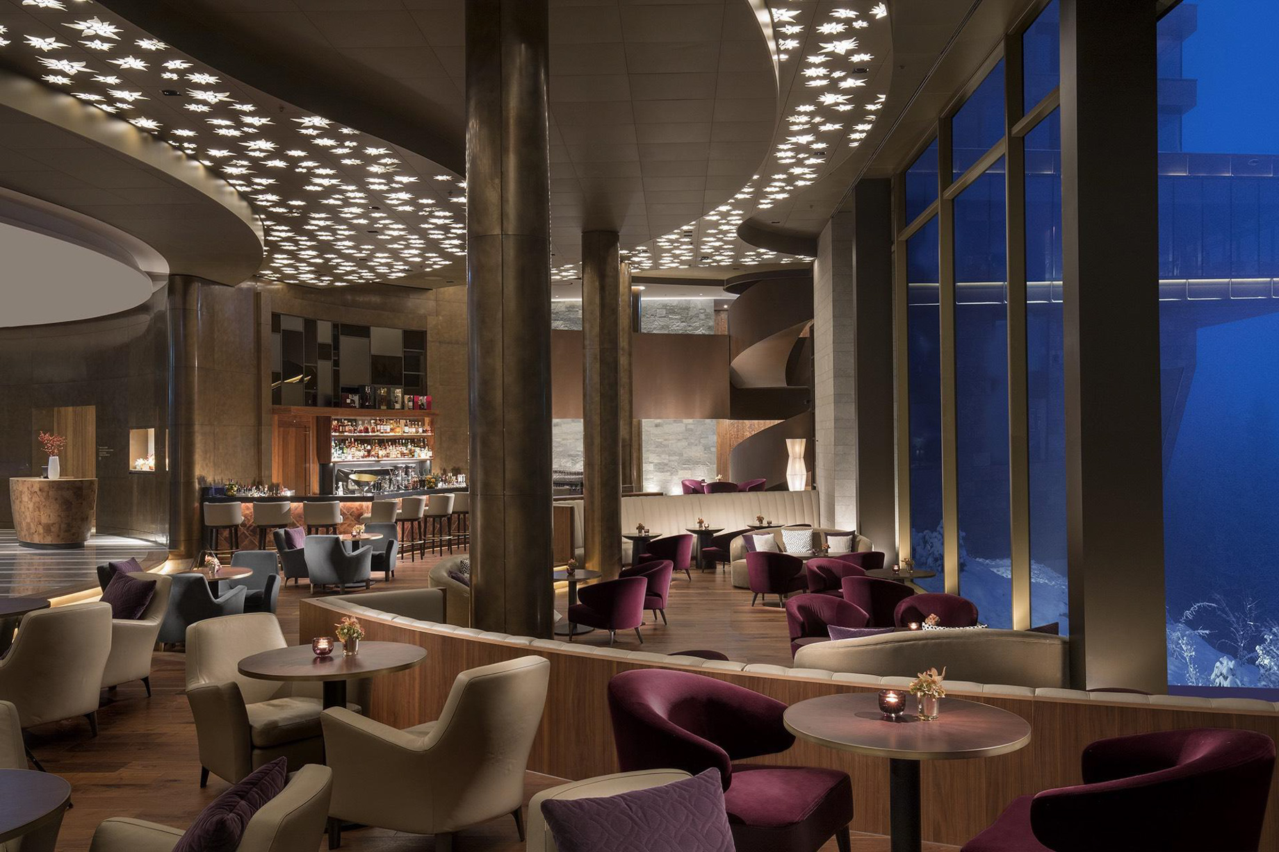 Burgenstock Hotel & Alpine Spa - Obburgen, Switzerland - Lakeview Bar & Cigar Lounge Evening View