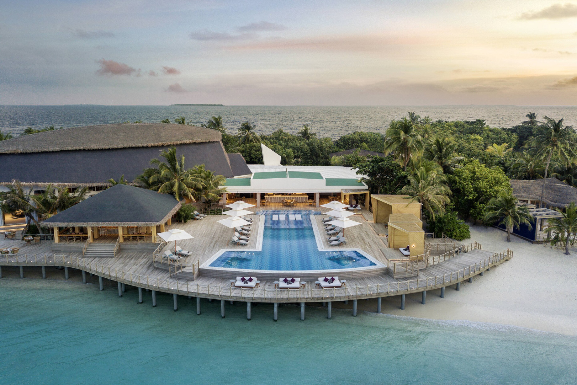 JW Marriott Maldives Resort & Spa – Shaviyani Atoll, Maldives – Horizon Pool Aerial