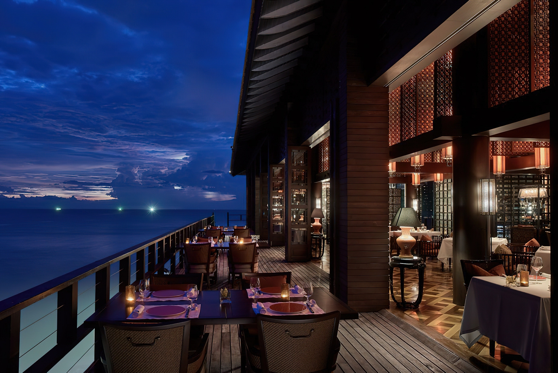 The Ritz-Carlton, Langkawi Hotel – Kedah, Malaysia – Hai Yan Restaurant Night Ocean View
