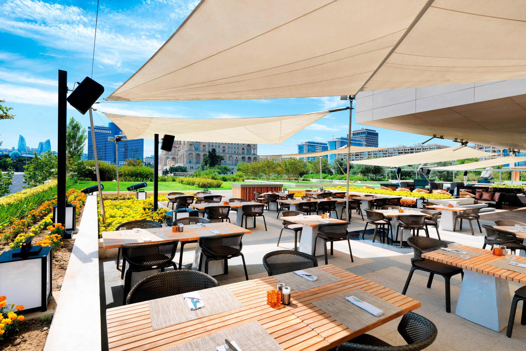 JW Marriott Absheron Baku Hotel – Baku, Azerbaijan – Fireworks Urban Kitchen Outdoor Terrace