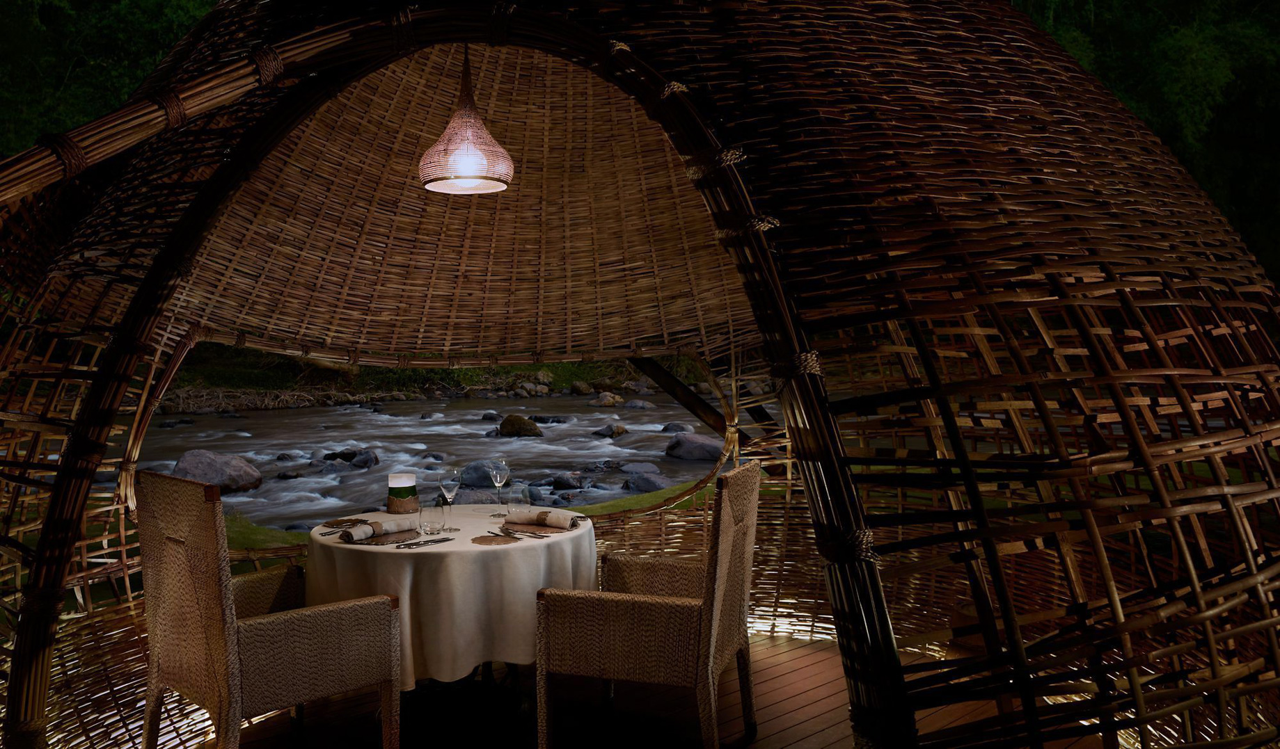 The Ritz-Carlton, Mandapa Reserve Resort - Ubud, Bali, Indonesia - Kabu Restaurant Bamboo Cocoon Dining