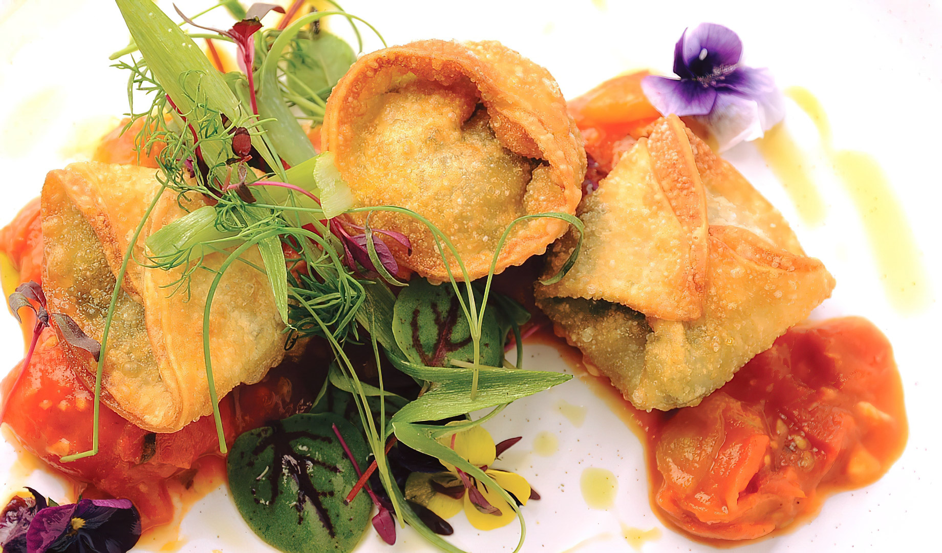 The Ritz-Carlton Maui, Kapalua Resort - Kapalua, HI, USA - Fried Luau Leaf Dumplings with Tomato Butter Sauce