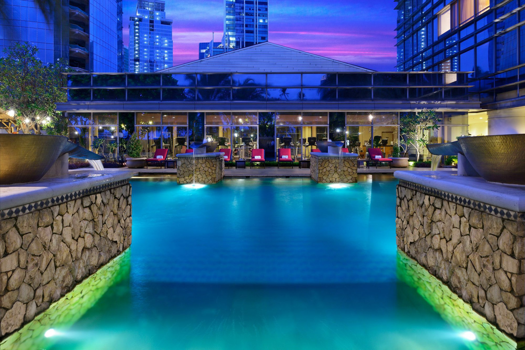 The Ritz-Carlton Jakarta, Mega Kuningan Hotel – Jakarta, Indonesia – Swimming Pool Night View
