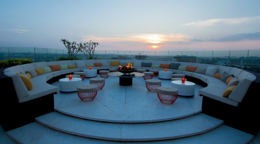 The Ritz-Carlton, Bangalore Hotel - Bangalore, Karnataka, India - Bang Rooftop Bar Lounge Circular Seating