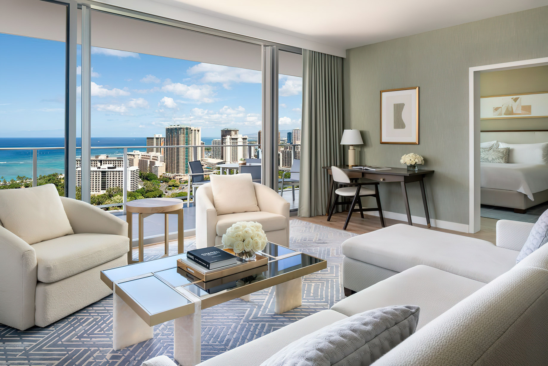 The Ritz-Carlton Residences, Waikiki Beach Hotel – Waikiki, HI, USA – Premier Ocean View 3 Bedroom Suite Living Room