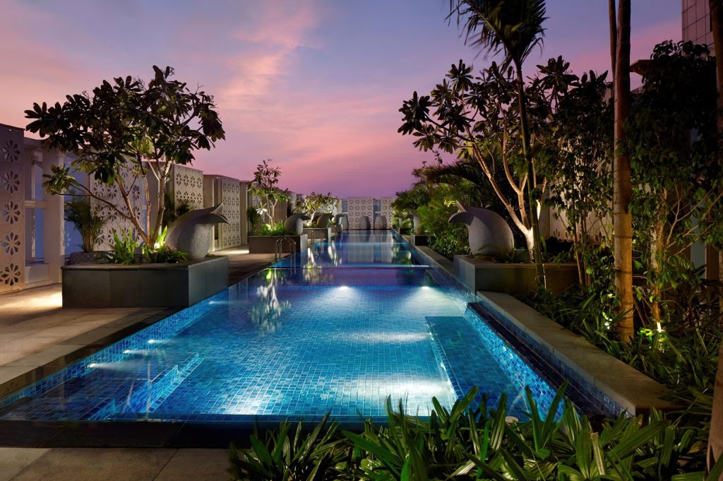 The Ritz-Carlton, Bangalore Hotel - Bangalore, Karnataka, India - Pool Twilight View