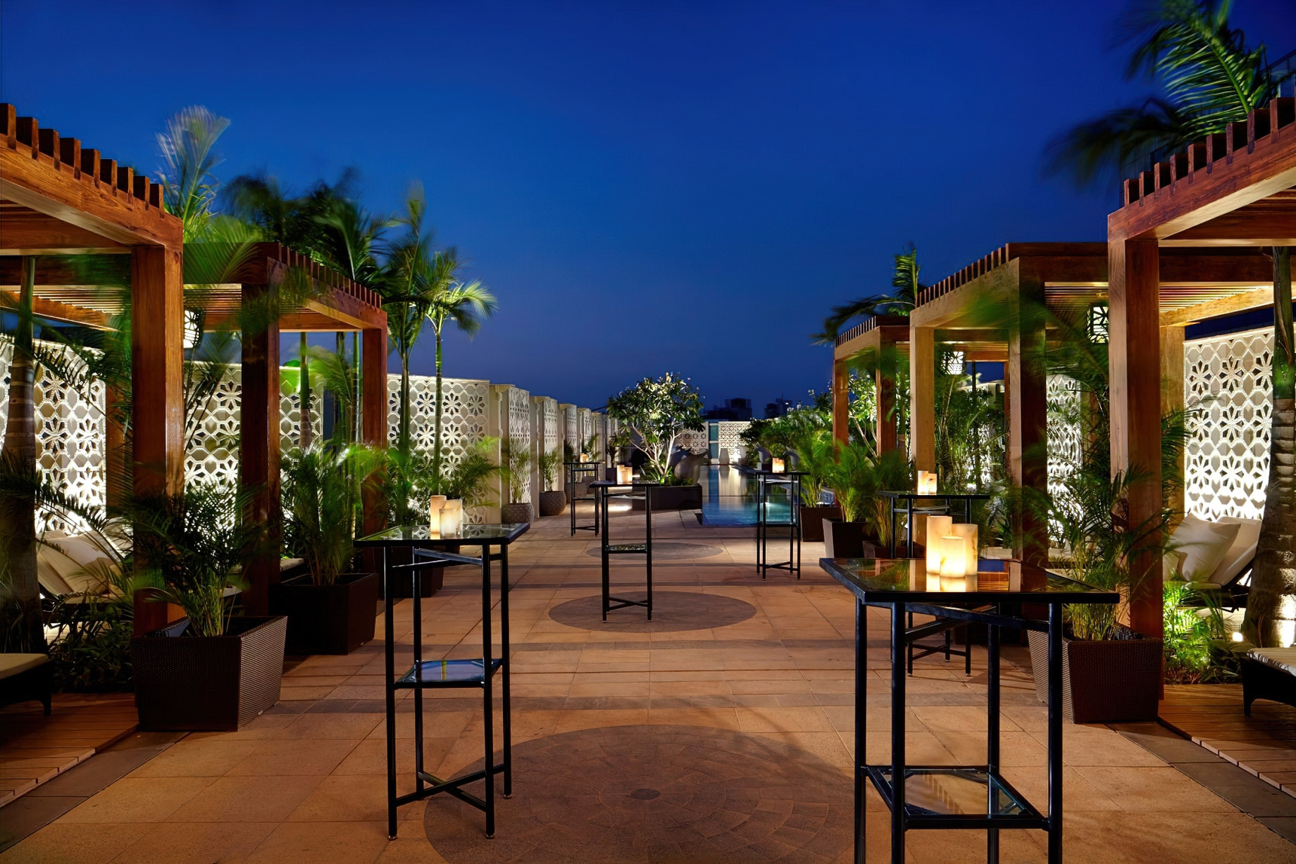 The Ritz-Carlton, Bangalore Hotel – Bangalore, Karnataka, India – Pool Terrace Twilight View