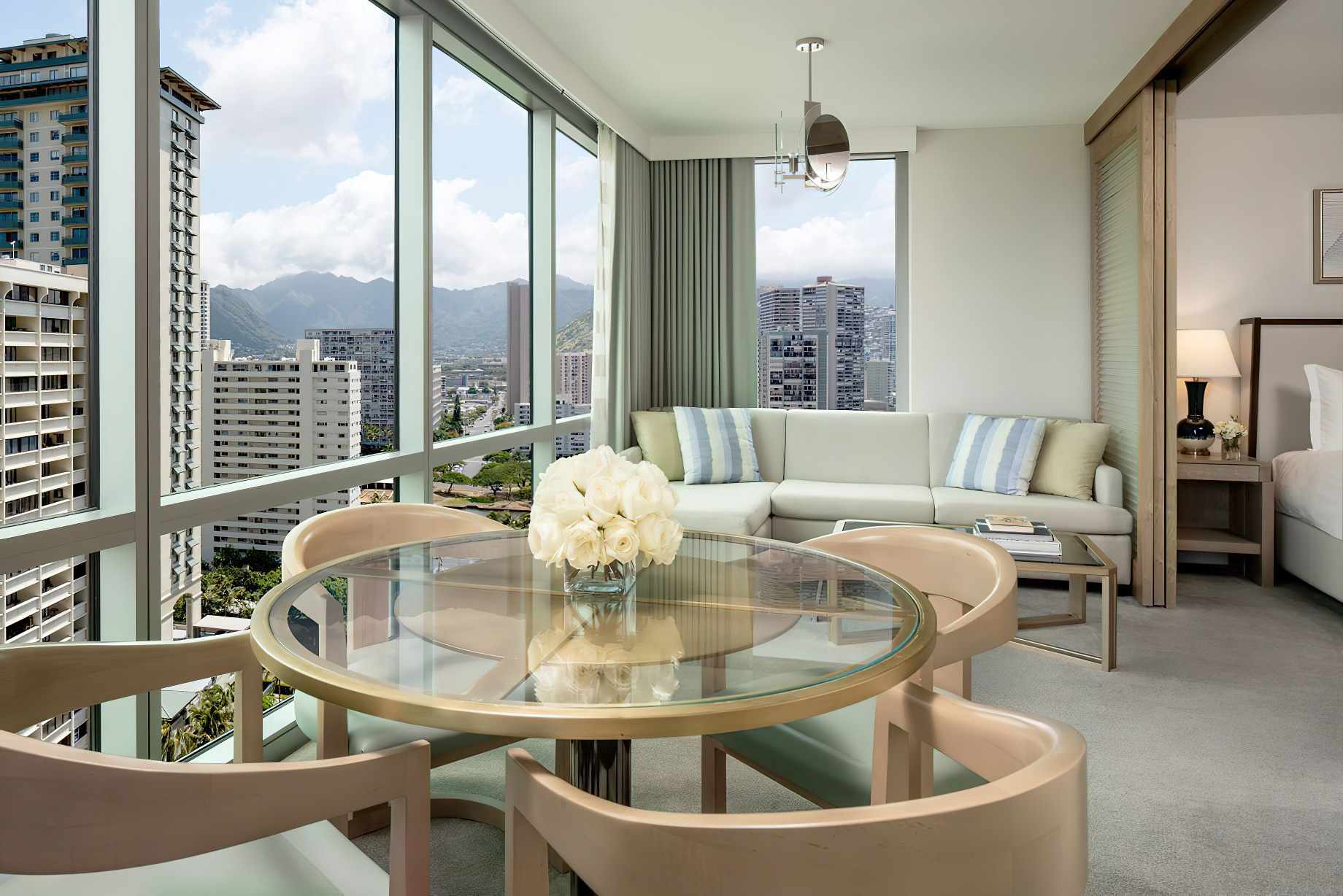 The Ritz-Carlton Residences, Waikiki Beach Hotel – Waikiki, HI, USA – City Ocean View Corner Room Living Room