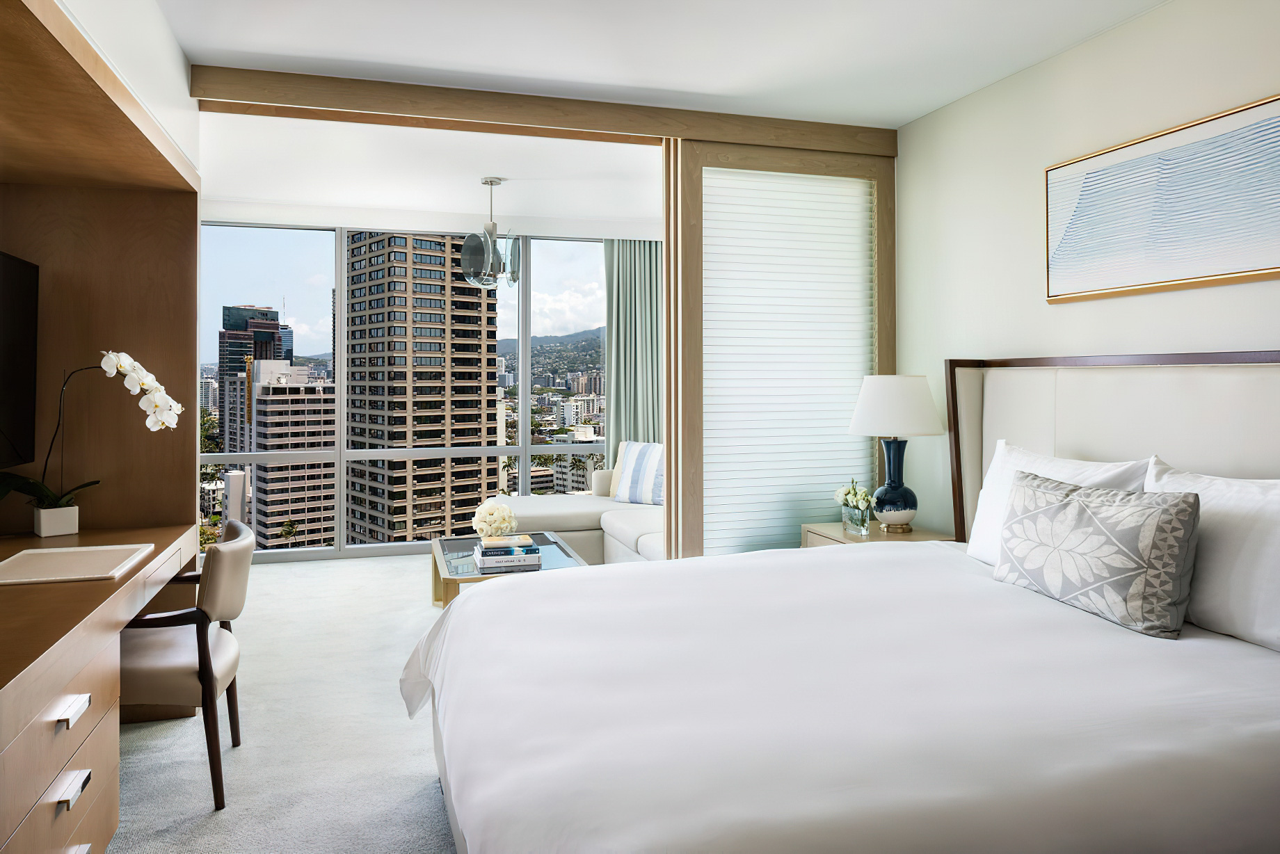 The Ritz-Carlton Residences, Waikiki Beach Hotel – Waikiki, HI, USA – City Ocean View Corner Room Bedroom