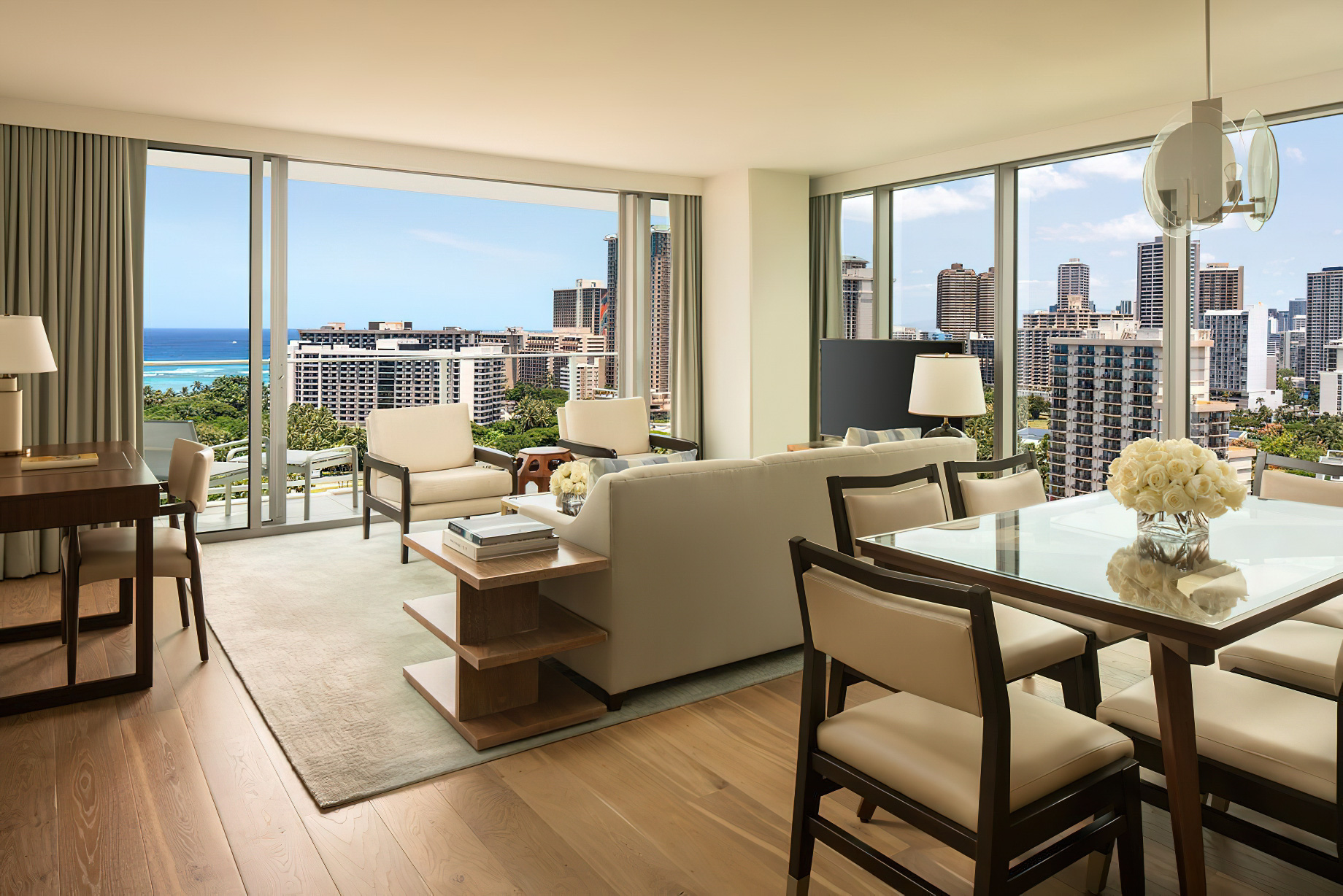 The Ritz-Carlton Residences, Waikiki Beach Hotel – Waikiki, HI, USA – Deluxe Ocean View 2 Bedroom Suite Living Room