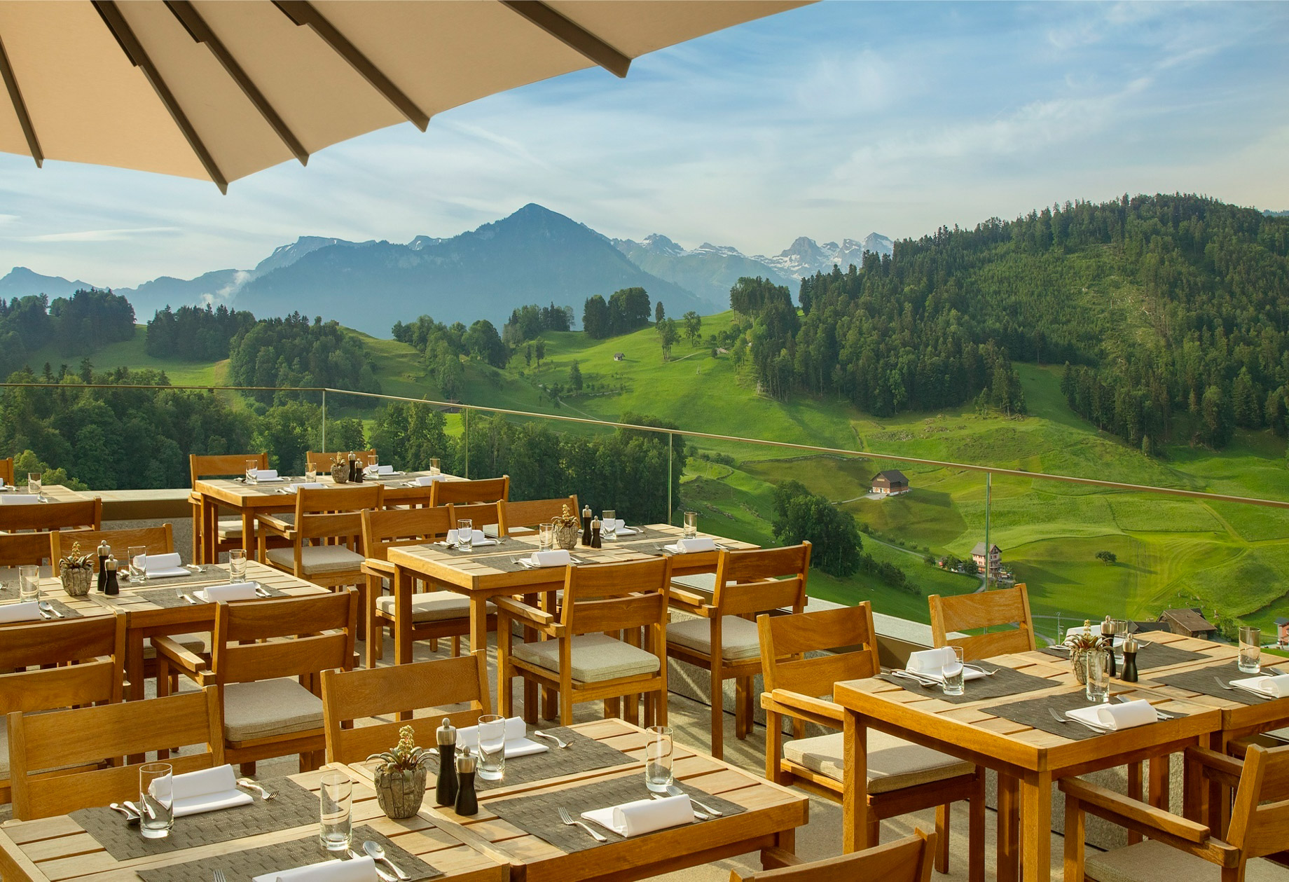 Burgenstock Hotel & Alpine Spa – Obburgen, Switzerland – Verbena Restaurant & Bar Exterior Terrace