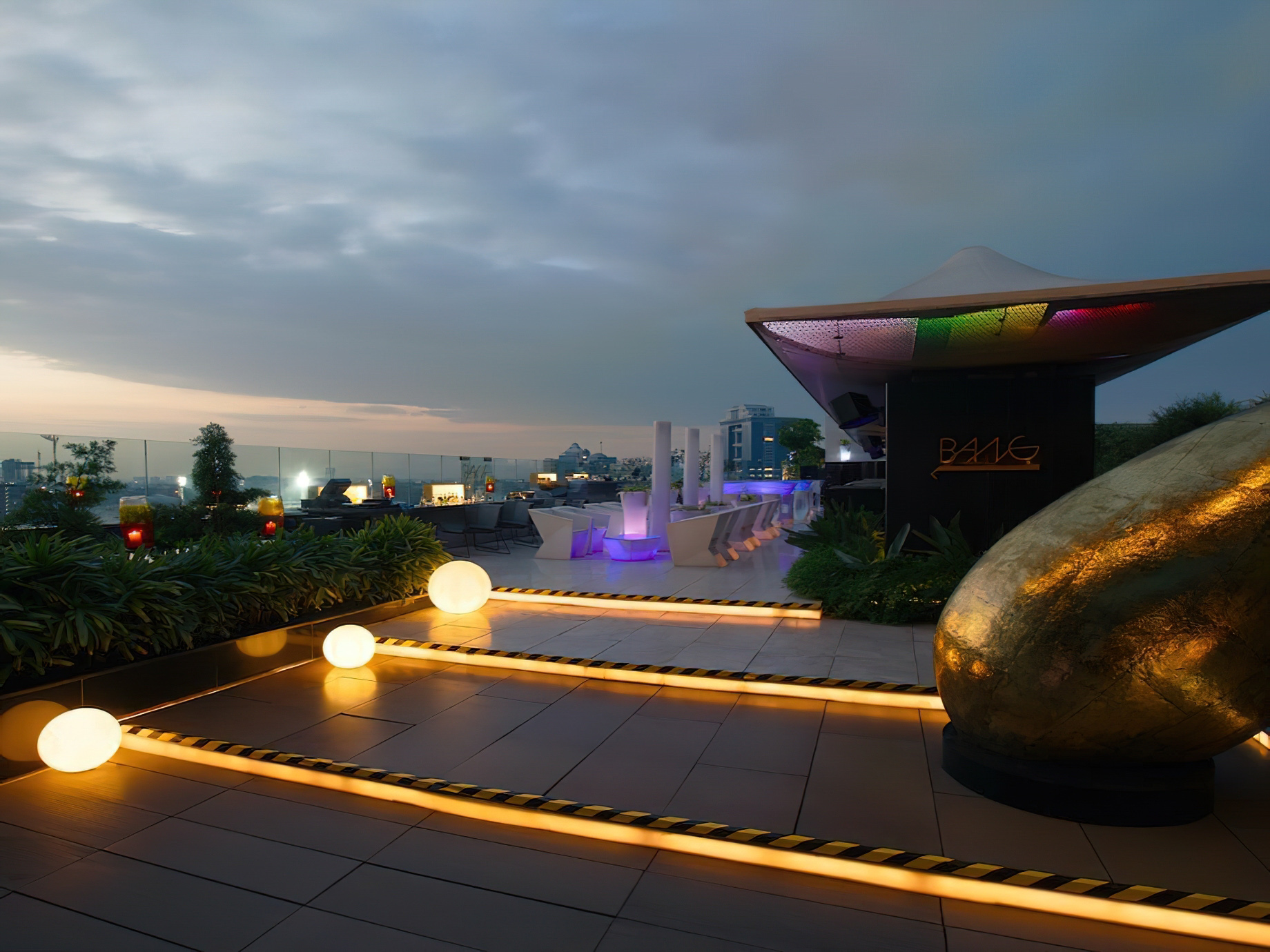 The Ritz-Carlton, Bangalore Hotel - Bangalore, Karnataka, India - Bang Rooftop Bar Sunset