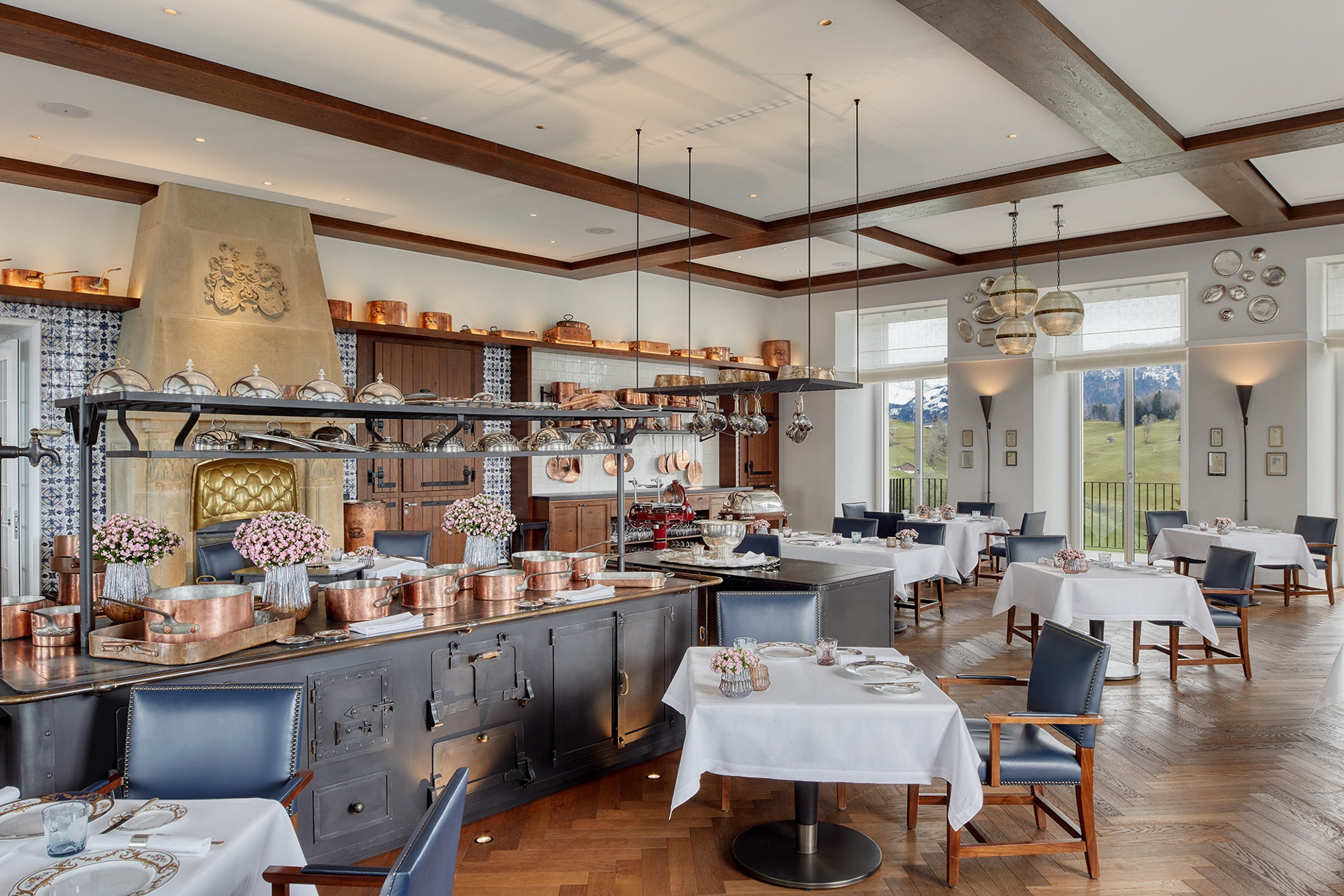 Burgenstock Hotel & Alpine Spa – Obburgen, Switzerland – RitzCoffier Restaurant Dining Tables