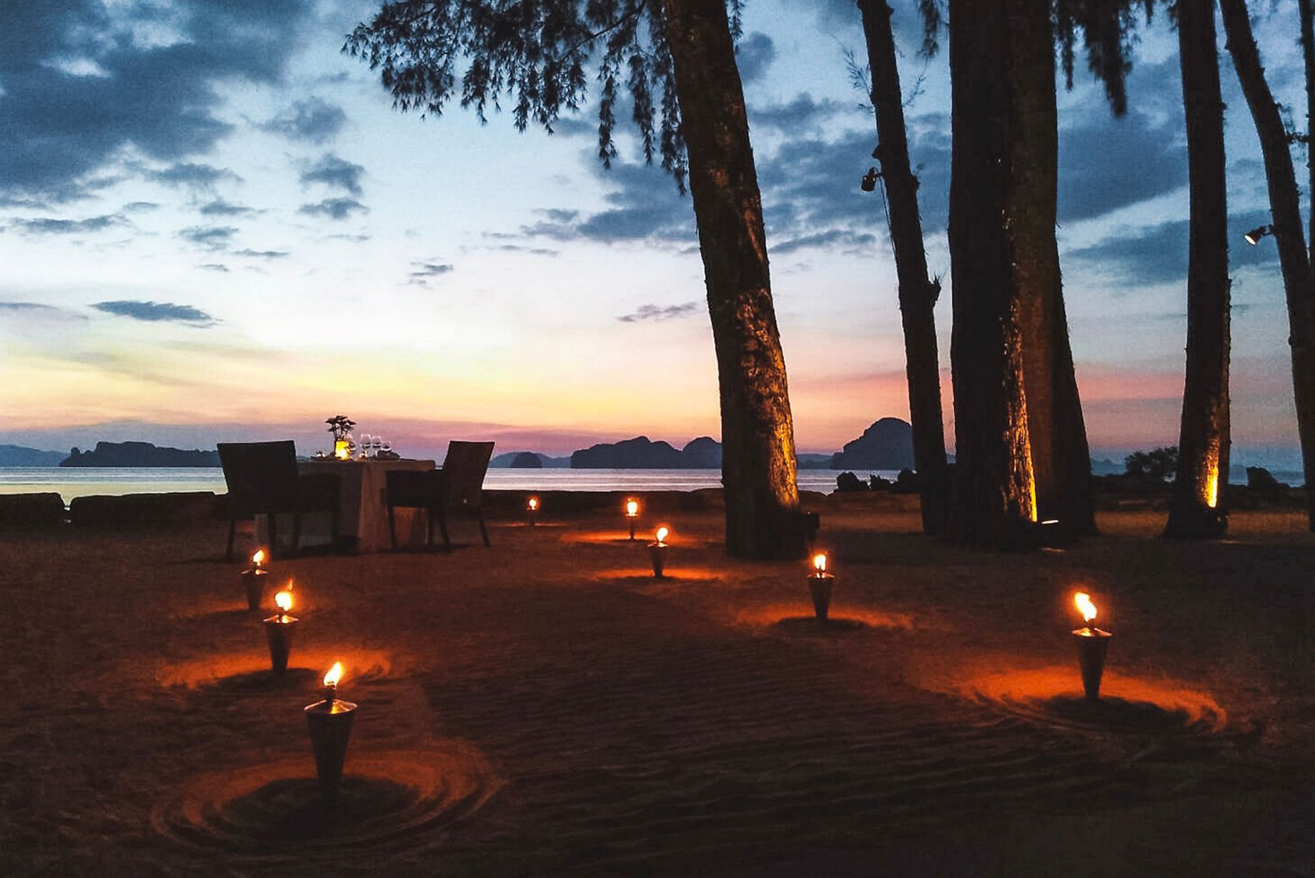 The Ritz-Carlton, Phulay Bay Reserve Resort - Muang Krabi, Thailand - Beachfront Dining Sunset