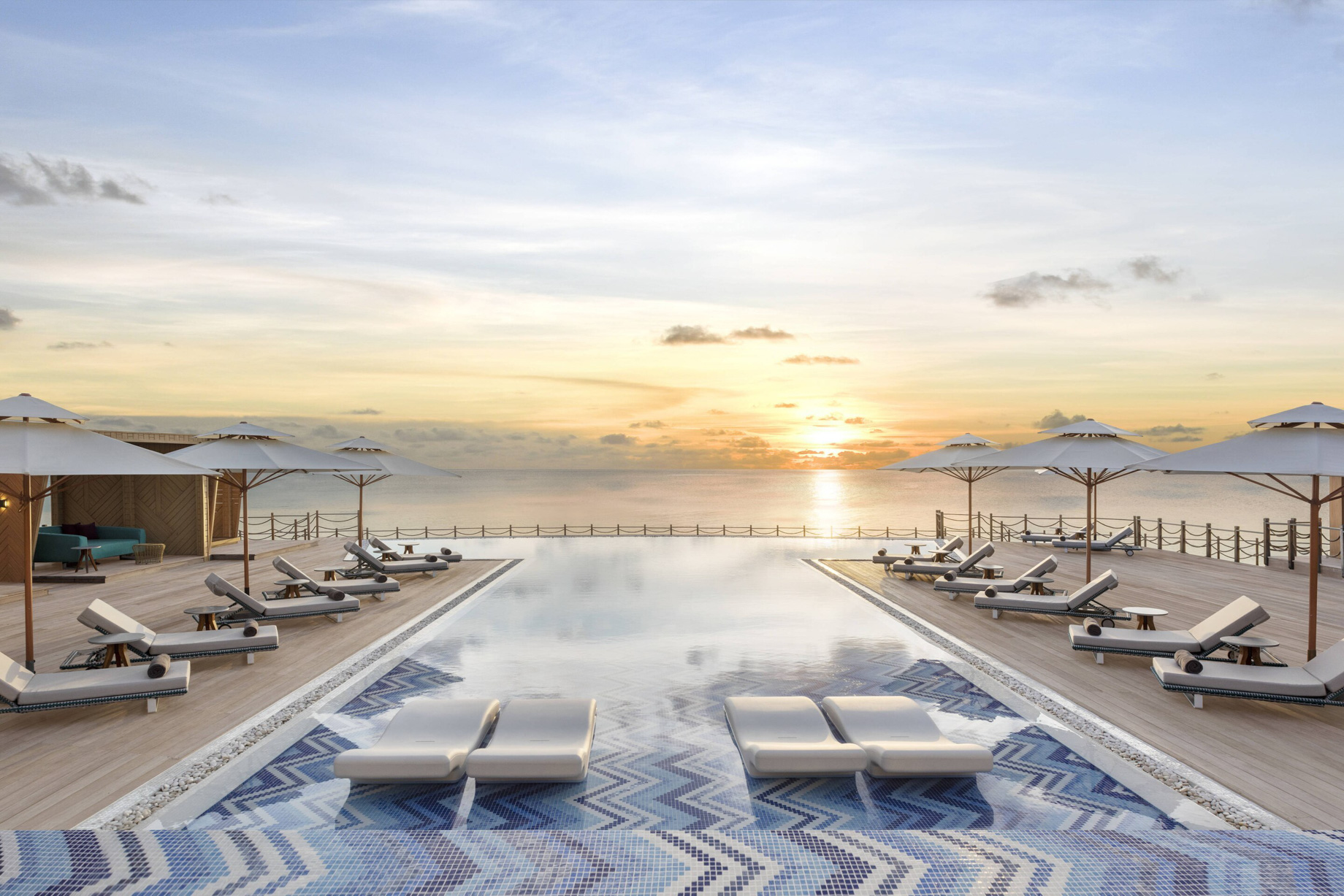 JW Marriott Maldives Resort & Spa – Shaviyani Atoll, Maldives – Horizon Pool Sunset