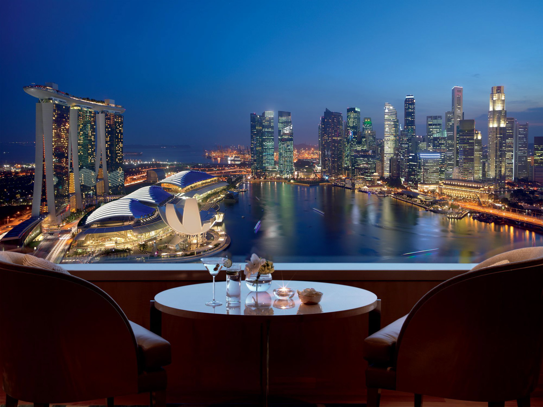 The Ritz-Carlton, Millenia Singapore Hotel – Singapore – Club Lounge 32 Floor Marina Bay Night View