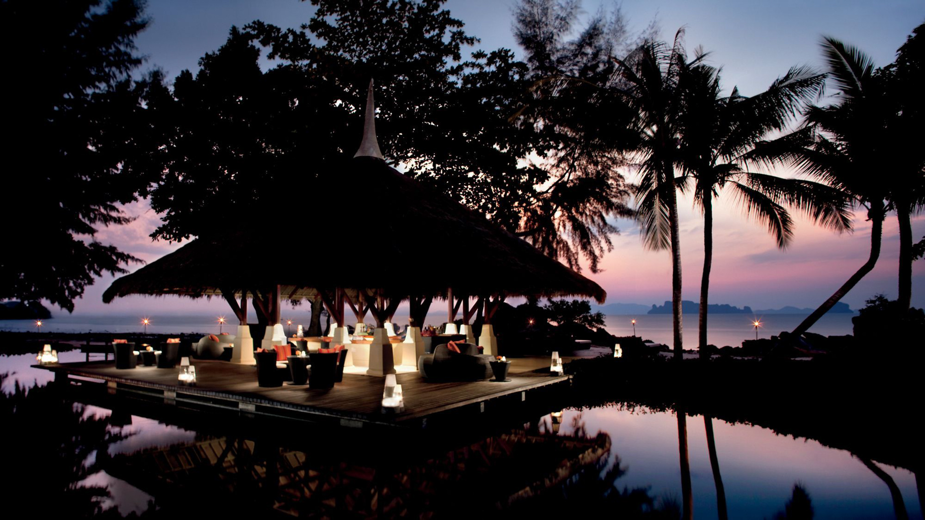 The Ritz-Carlton, Phulay Bay Reserve Resort – Muang Krabi, Thailand – Chomtawan Restaurant Outdoor Dining Sunset