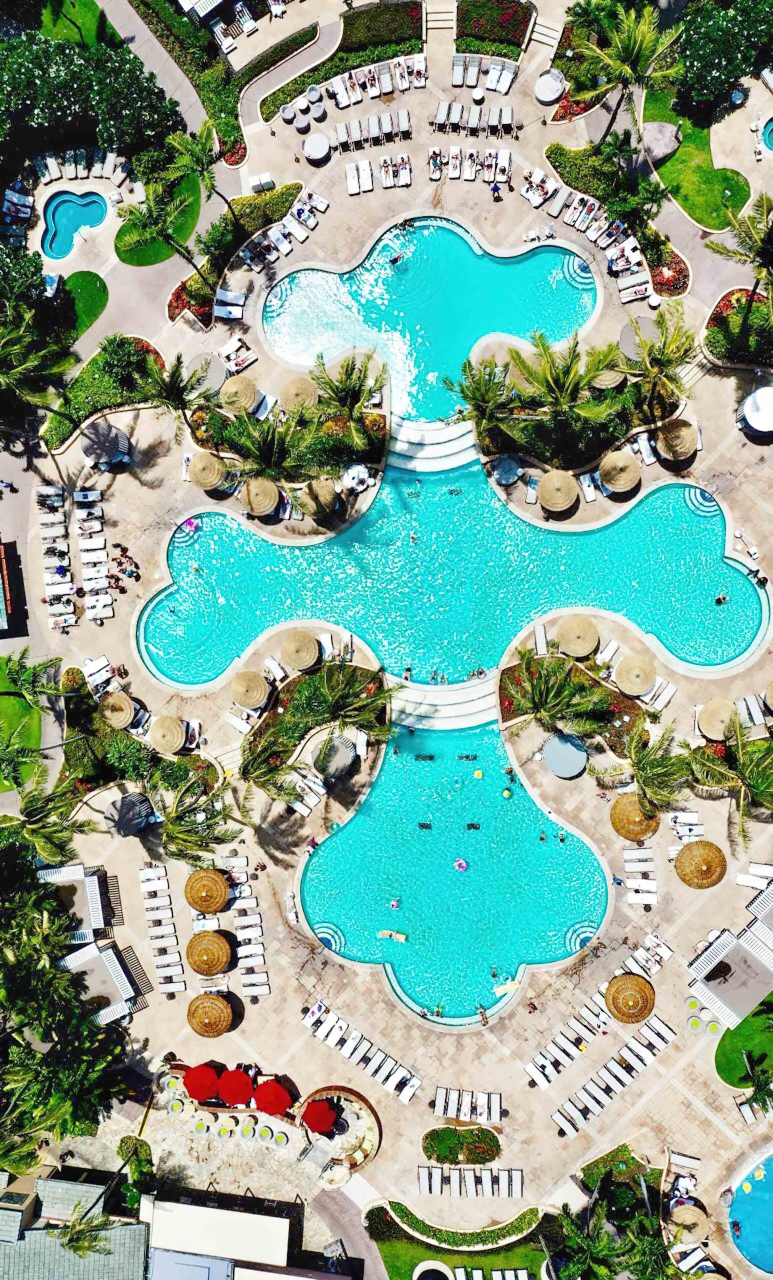 The Ritz-Carlton Maui, Kapalua Resort – Kapalua, HI, USA – Overhead Aerial Resort Pool