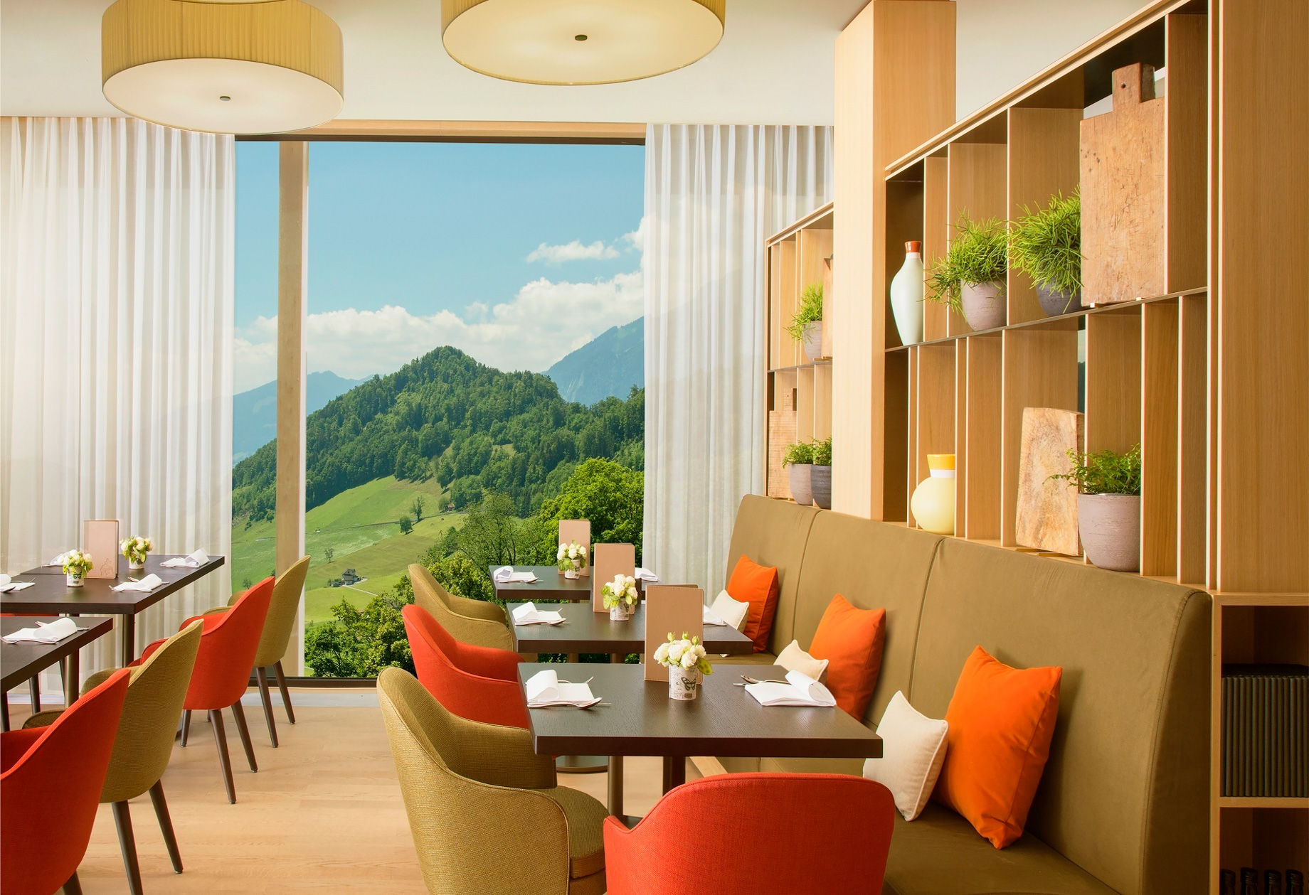 Burgenstock Hotel & Alpine Spa – Obburgen, Switzerland – Verbena Restaurant & Bar Interior