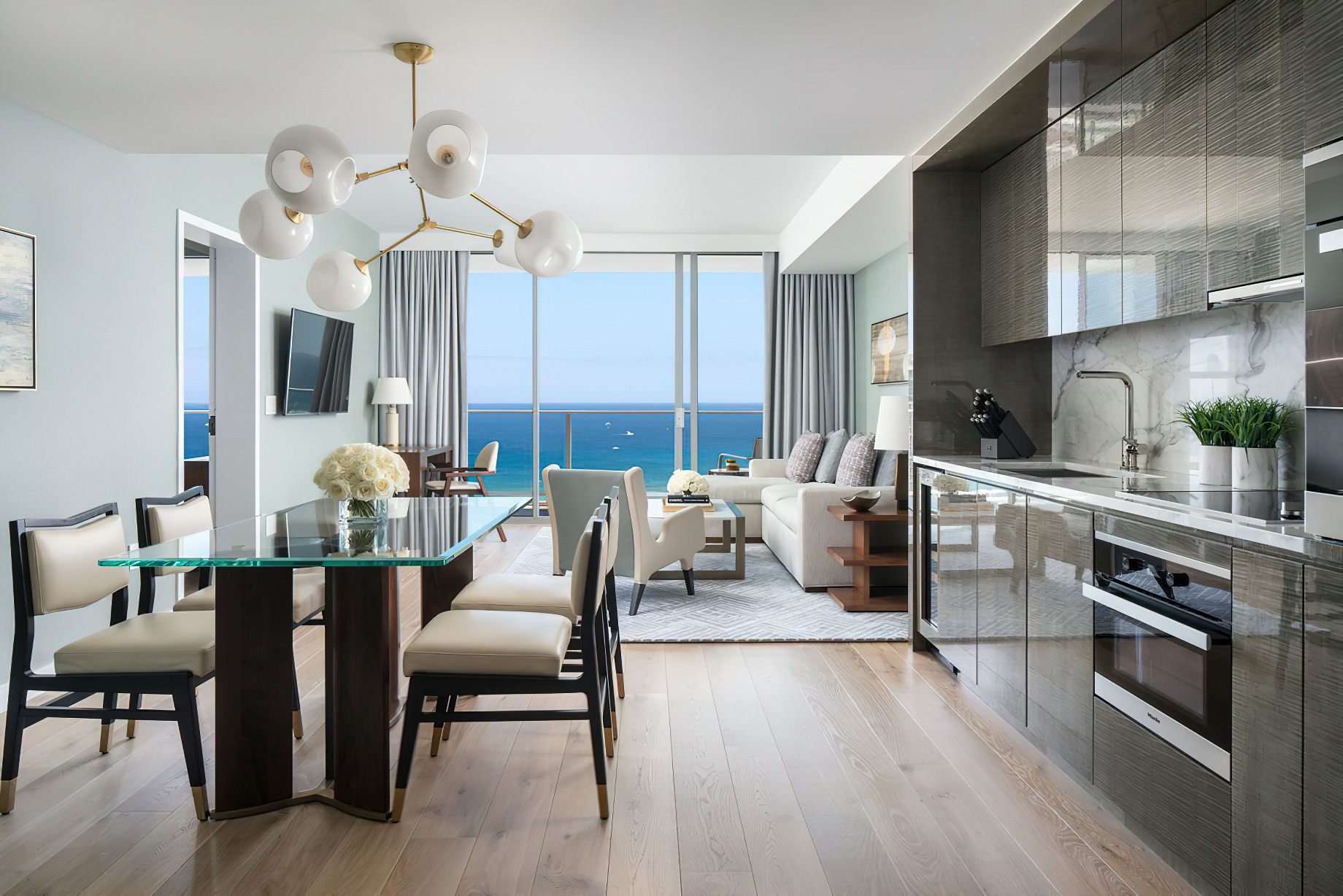 The Ritz-Carlton Residences, Waikiki Beach Hotel – Waikiki, HI, USA – Premier Ocean View 2 Bedroom Suite Kitchen and Dining Room