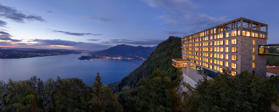 Burgenstock Hotel & Alpine Spa - Obburgen, Switzerland - Buergenstock Hotel Exterior Night