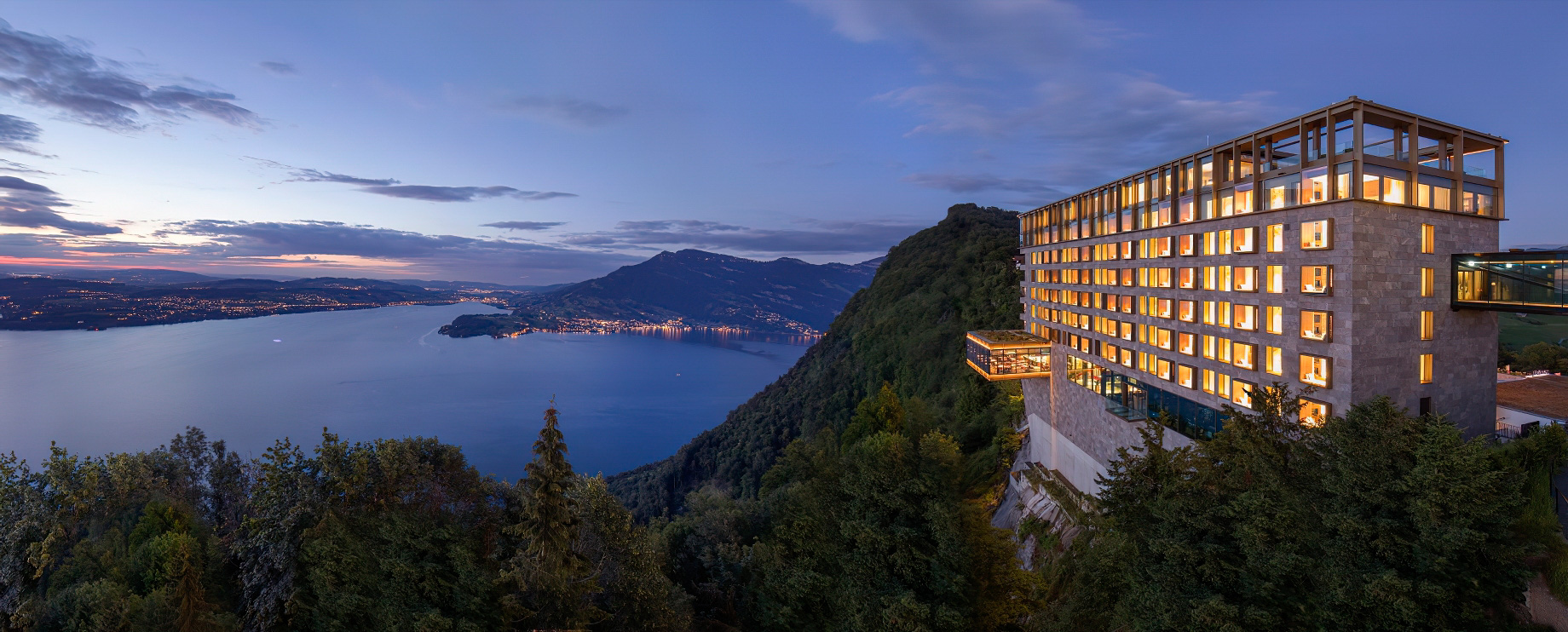 Burgenstock Hotel & Alpine Spa – Obburgen, Switzerland – Buergenstock Hotel Exterior Night
