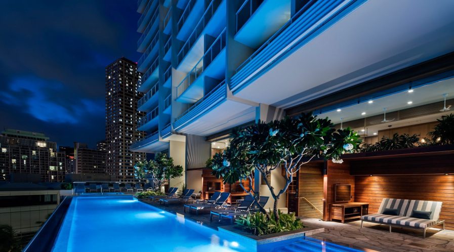 The Ritz-Carlton Residences, Waikiki Beach Hotel - Waikiki, HI, USA - Pool Night