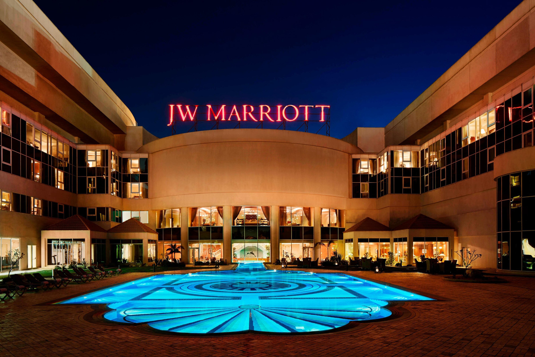 JW Marriott Hotel Cairo - Cairo, Egypt - Outdoor and Indoor Pool Night