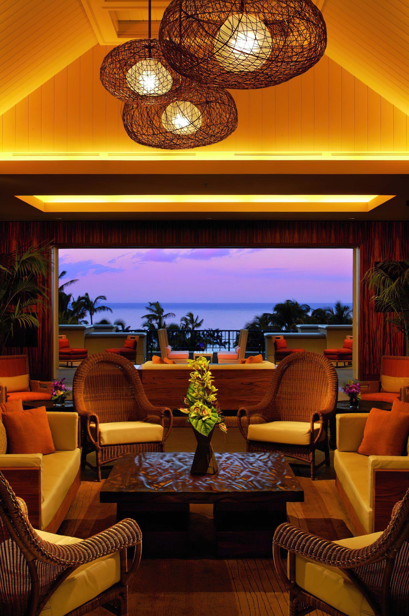 The Ritz-Carlton Maui, Kapalua Resort – Kapalua, HI, USA – Lobby Ocean View Sunset