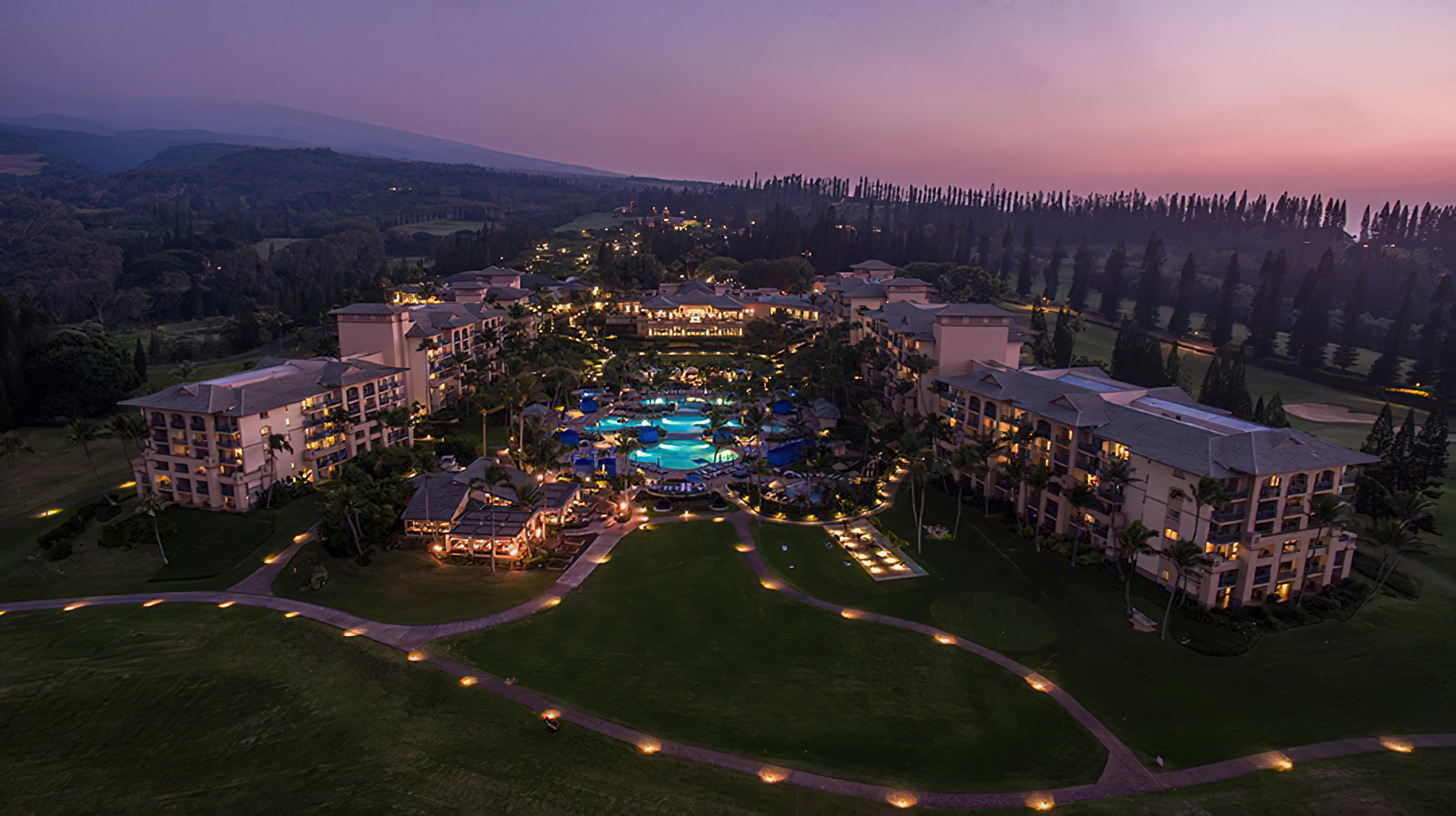 The Ritz-Carlton Maui, Kapalua Resort – Kapalua, HI, USA – Resort Aerial Night View