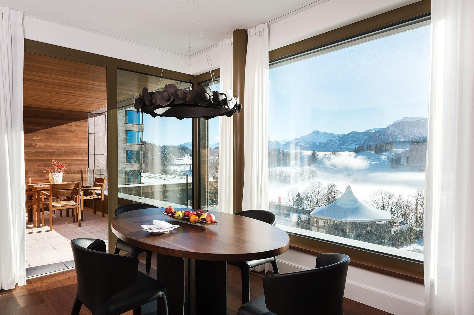 Burgenstock Hotel & Alpine Spa – Obburgen, Switzerland – Panoramic Suite Dining Area