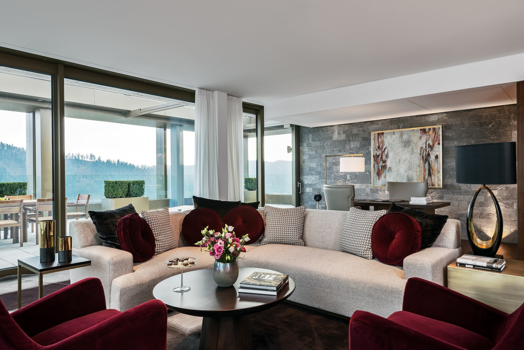 Burgenstock Hotel & Alpine Spa – Obburgen, Switzerland – Penthouse Suite Living Room
