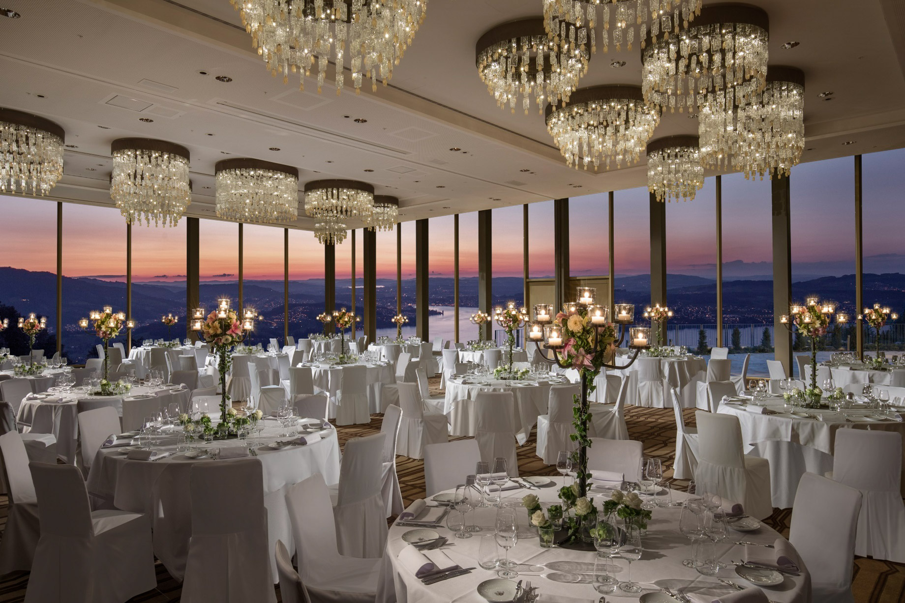 Burgenstock Hotel & Alpine Spa - Obburgen, Switzerland - Ballroom Dining Setup