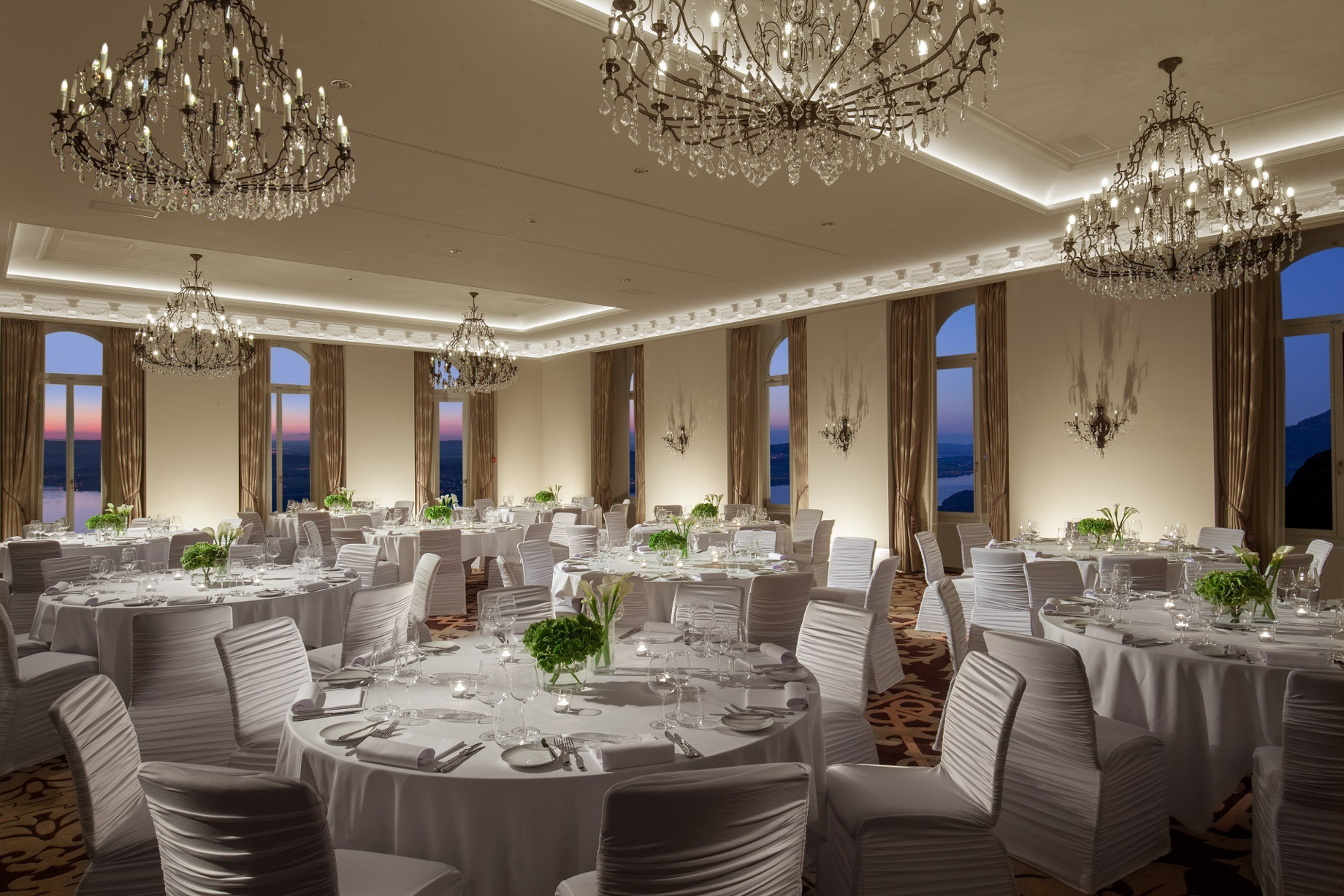 Burgenstock Hotel & Alpine Spa – Obburgen, Switzerland – Conference Room Dining Setup