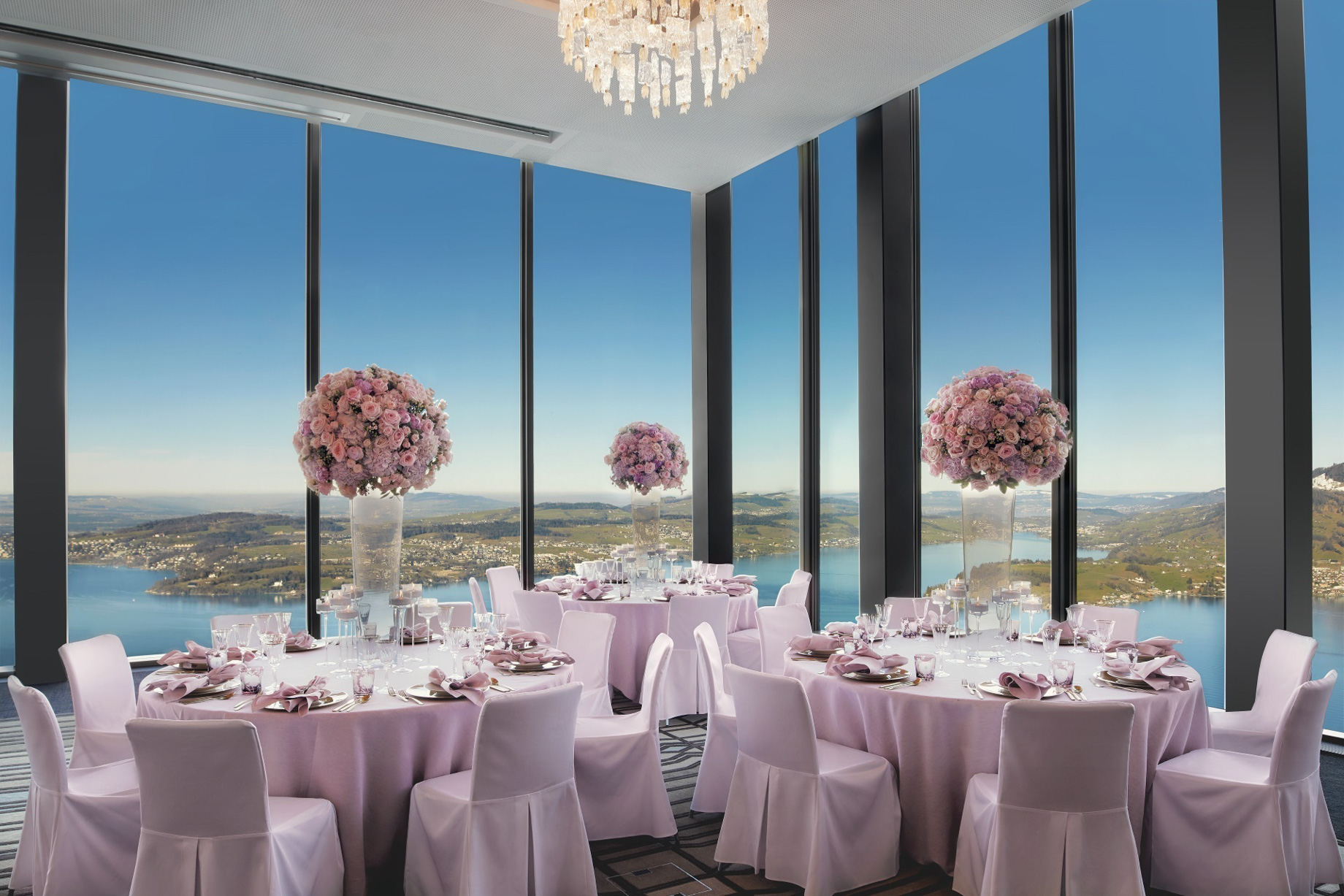 Burgenstock Hotel & Alpine Spa – Obburgen, Switzerland – Ballroom Wedding Setup