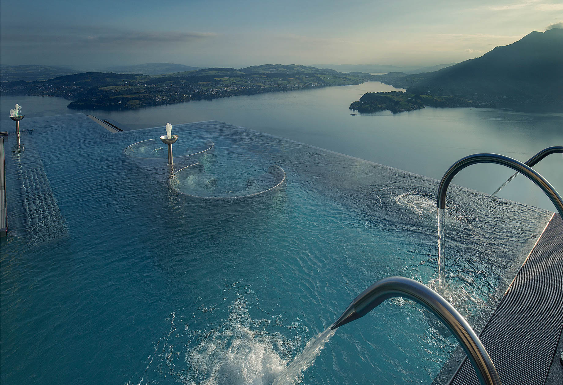 Burgenstock Hotel & Alpine Spa - Obburgen, Switzerland - Alpine Spa Infinity Edge Pool Lake Lucerne View